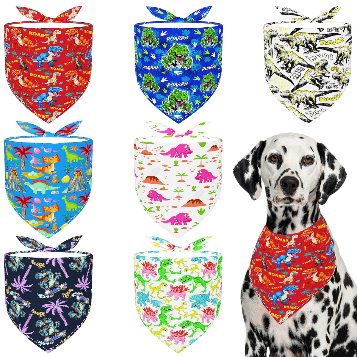 Paisley Dog Bandanas Bulk for Medium Dogs Sewn Edge 7 Pack M