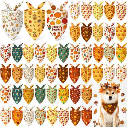 Abbylike 50 Pcs Halloween Dog Bandanas Bulk, Pumpkin Ghost Bat Skull