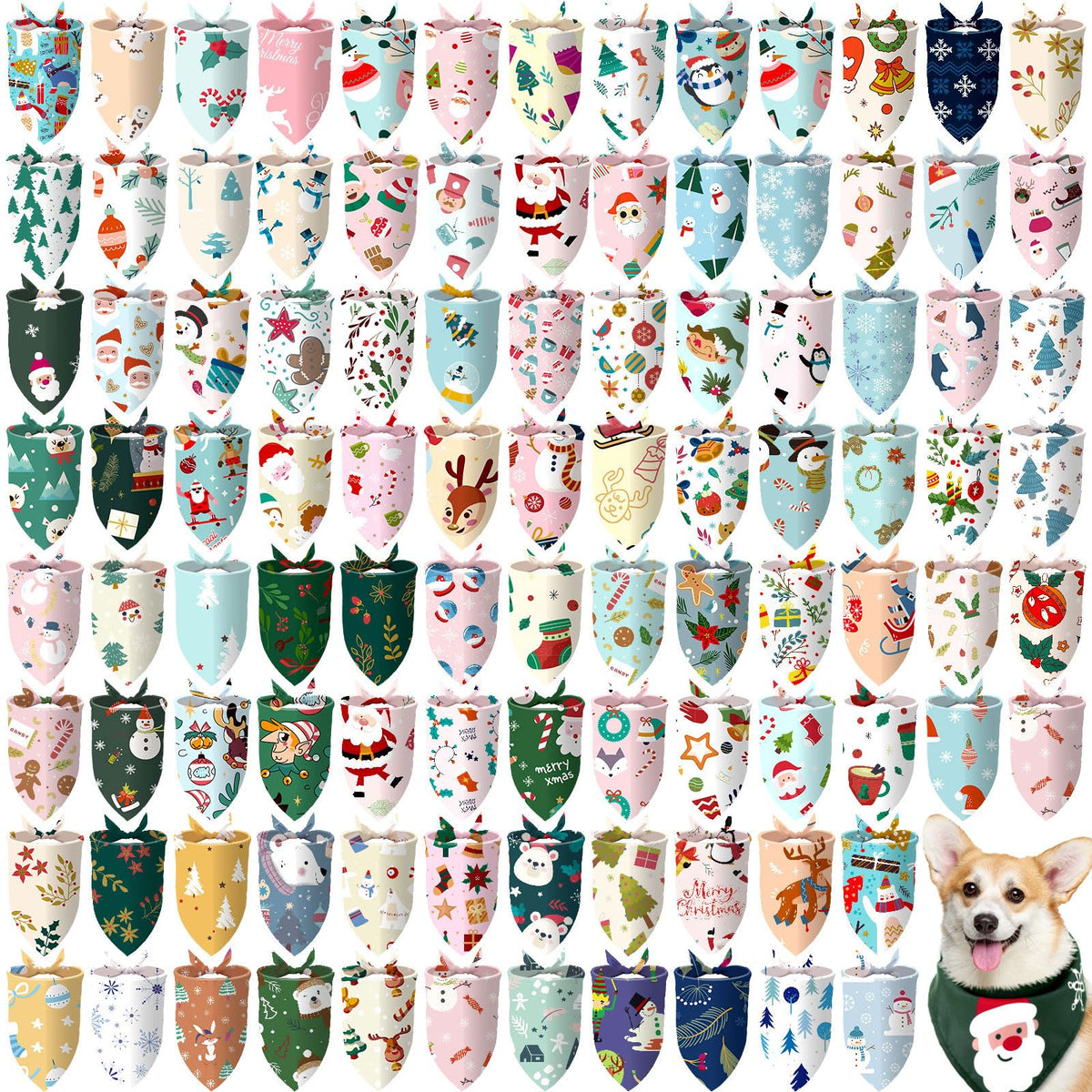 Huhumy 100 Pcs Paw Dog Bandanas Bulk Pet Paw Grooming Bandanas for Dogs