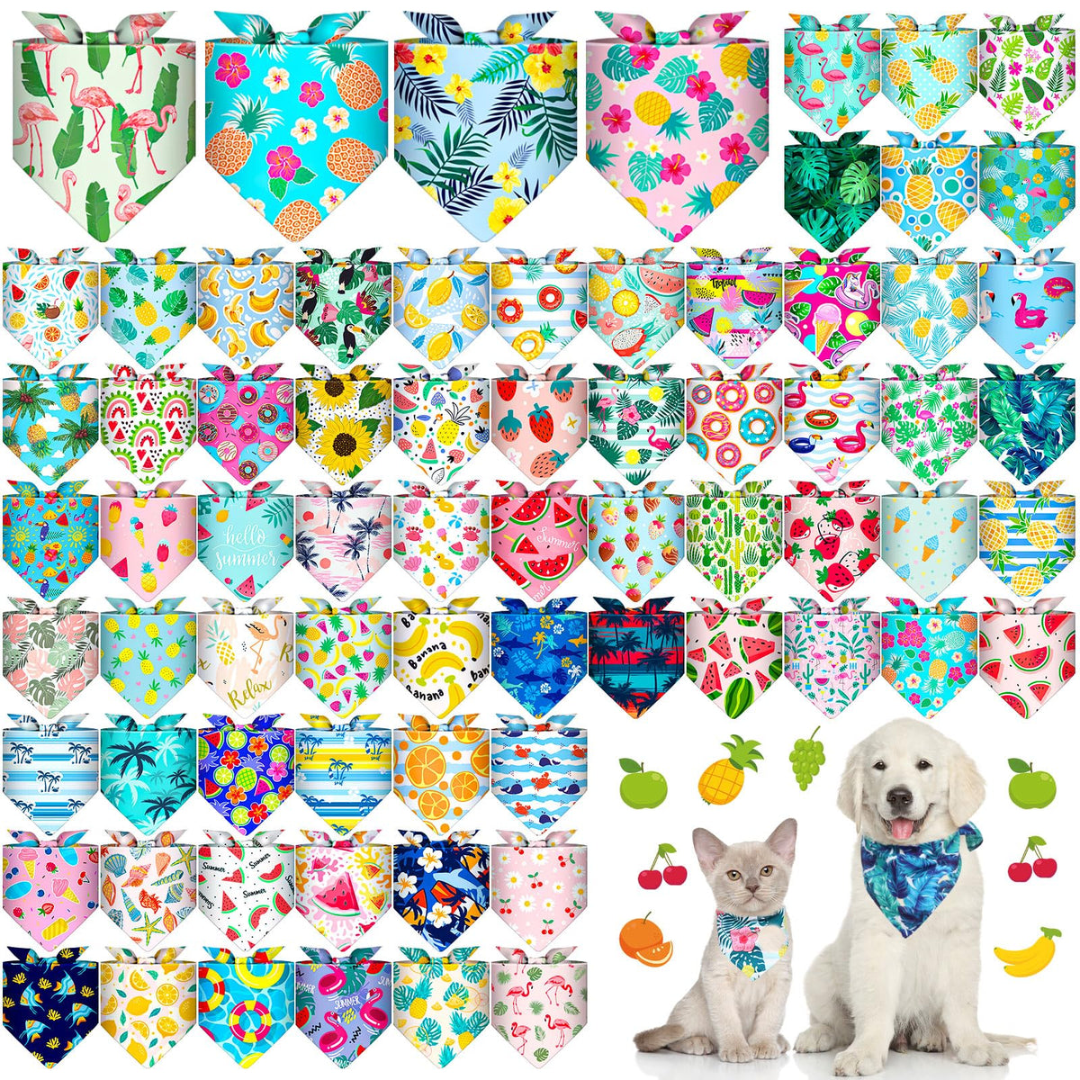 Reginary 72 Packs 4th of July Dog Bandanas Bulk America Flag Patriotic Pet Bandanas Triangle Scarf Bibs Adjustable Dogs Bandana for Pet Independence Day(Geometric Stripes Pattern)