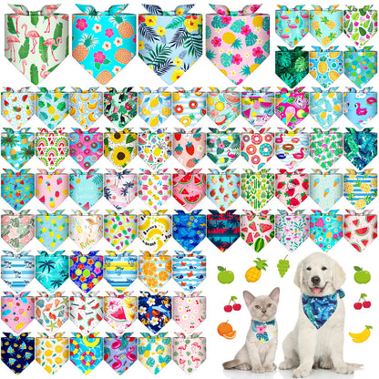 Reginary 72 Packs 4th of July Dog Bandanas Bulk America Flag Patriotic Pet Bandanas Triangle Scarf Bibs Adjustable Dogs Bandana for Pet Independence Day(Geometric Stripes Pattern)