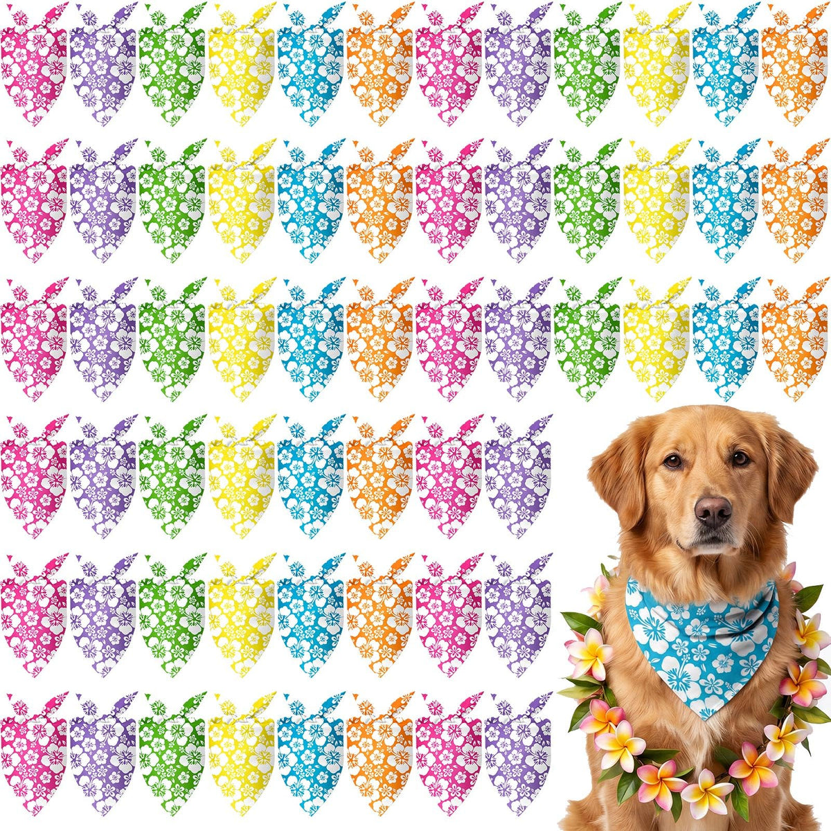 Sanwuta 60 Pcs Paw Print Dog Bandanas Bulk, National Dog Day Party