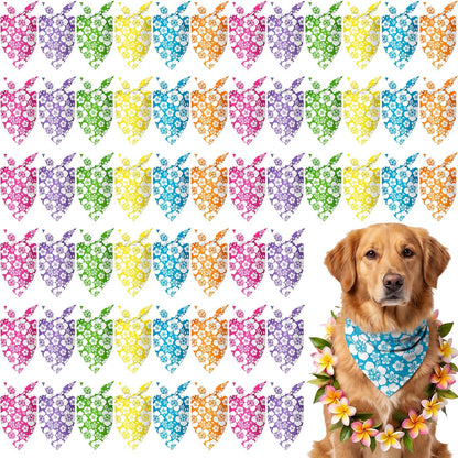 Sanwuta 60 Pcs Paw Print Dog Bandanas Bulk, National Dog Day Party