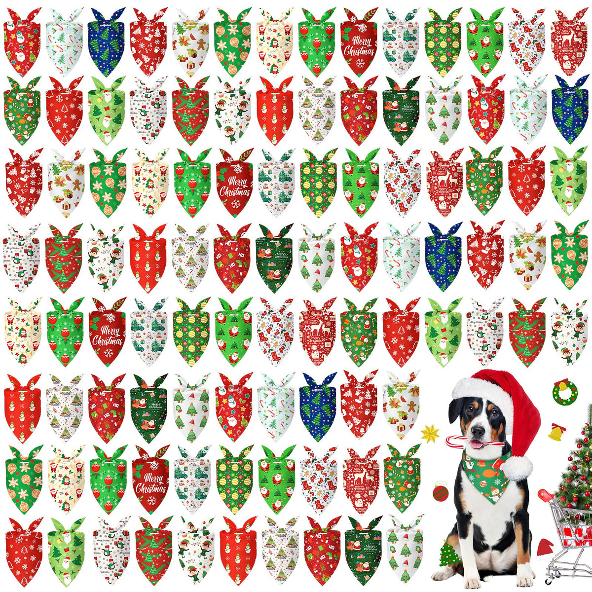 Abbylike 100 Pcs Halloween Dog Bandanas Bulk Cute Dog Paw Prints Pattern