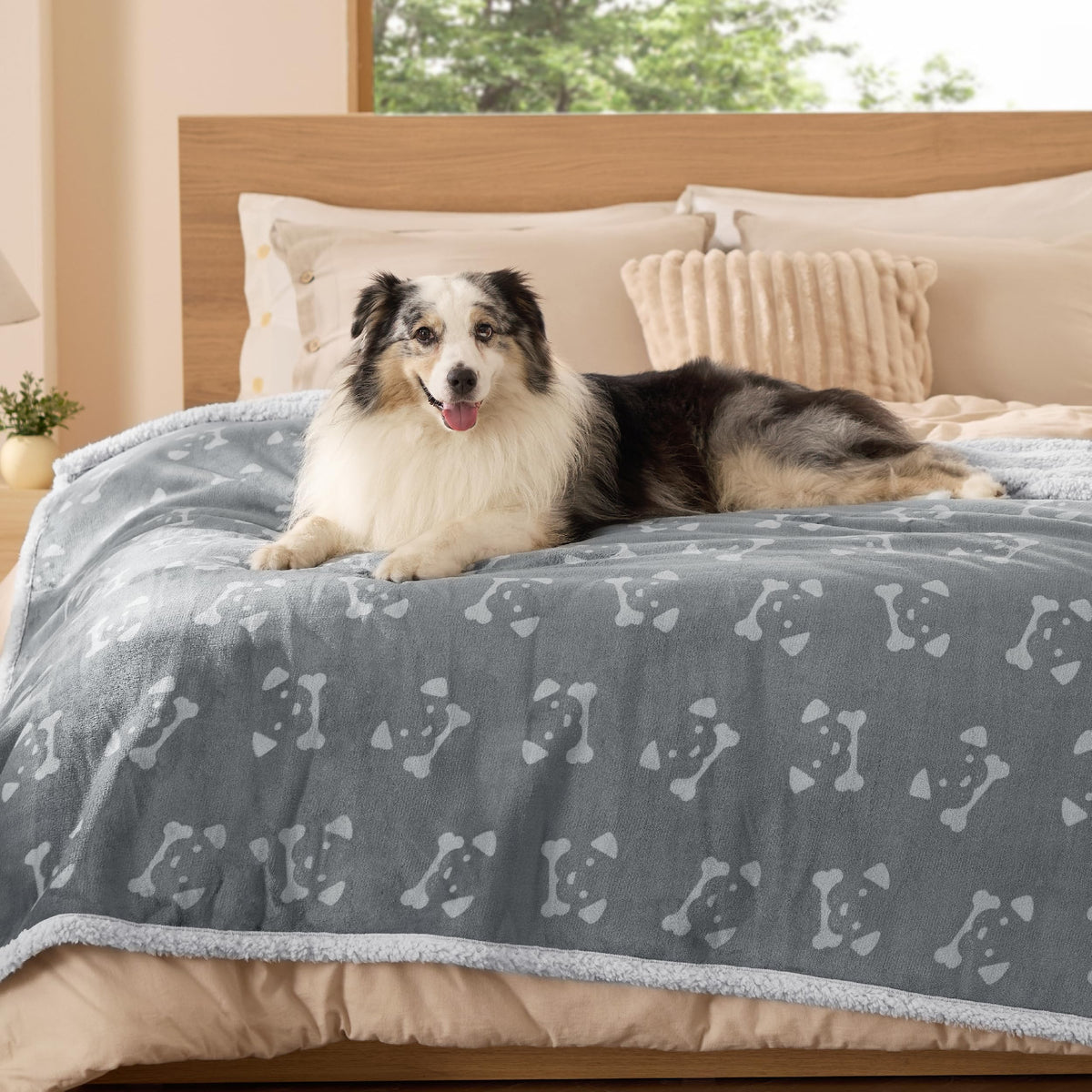 Bedsure Waterproof Dog Blankets for Large Dogs Sherpa Fleece Throw, 40X50
