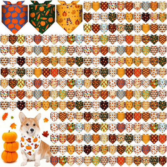 Aliceset 240 Pcs Thanksgiving Fall Leaves Dog Bandanas Bulk