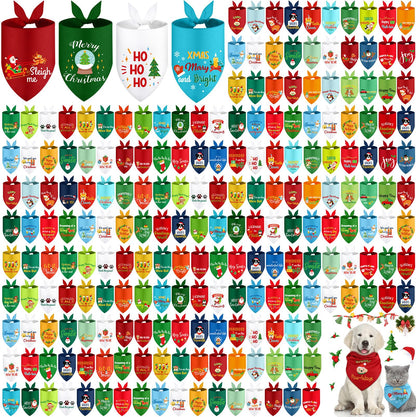 100 Pcs Fall & Thanksgiving Dog Bandanas Bulk with Holiday Sayings, Washable Adjustable Pet Triangle Scarf Bibs, Autumn Grooming Accessories for Small Medium Large Dogs Cats Costume Decor