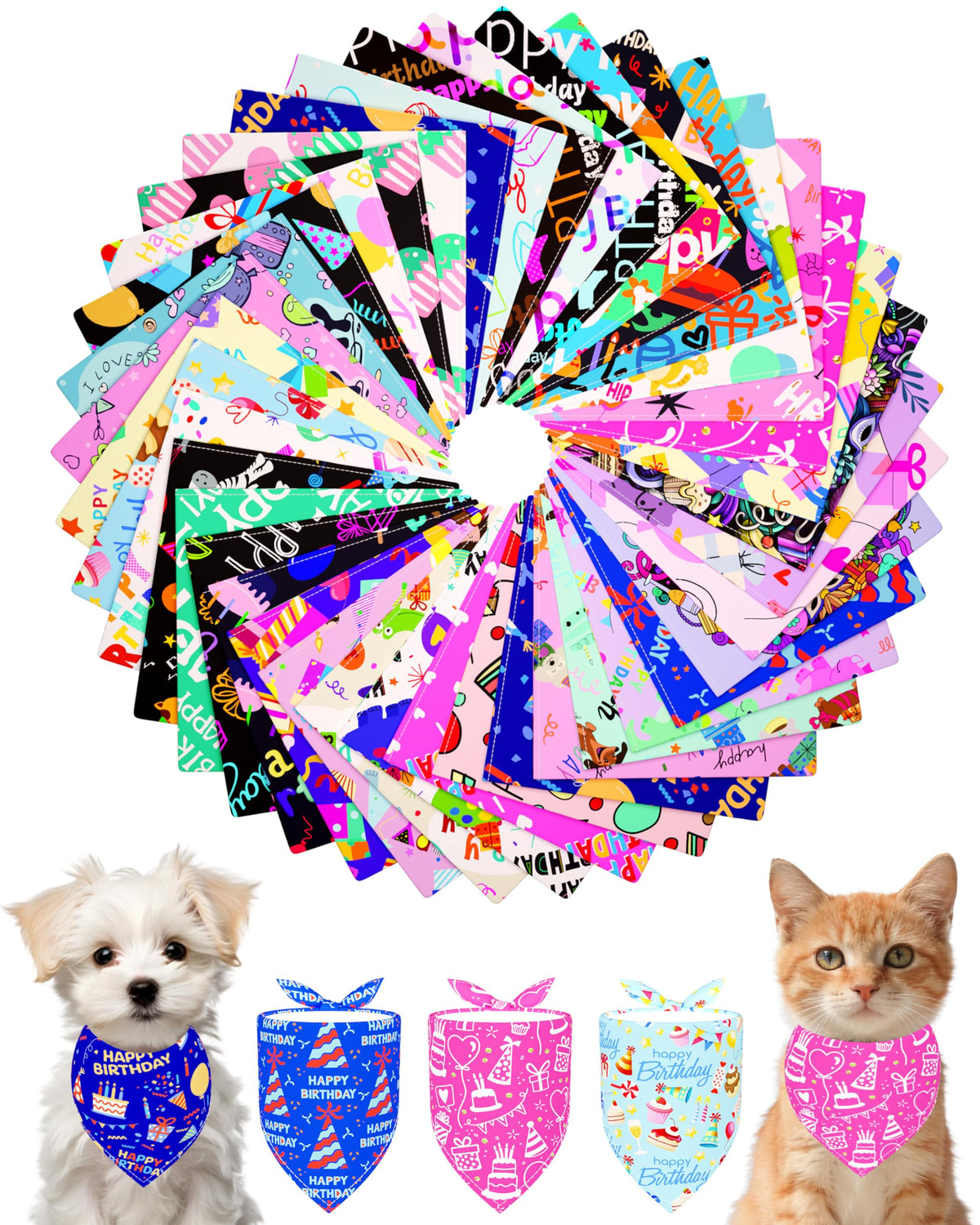 PET SHOW 50 Pack Boy Dog Bandanas Bulk for Medium Dogs