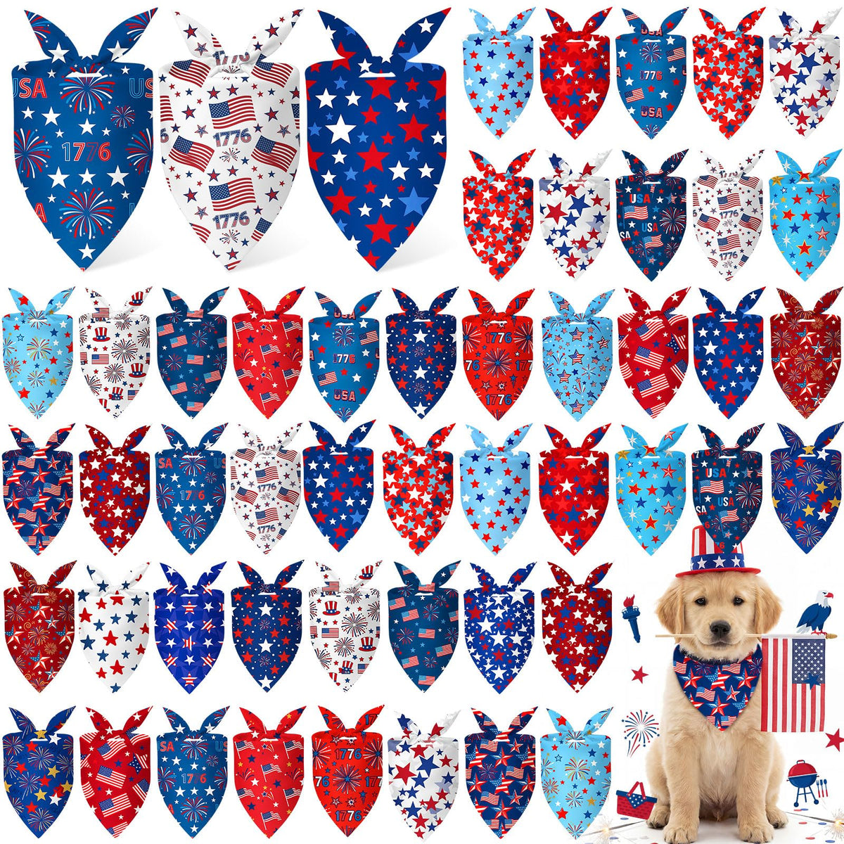 Abbylike 50 Pcs Halloween Dog Bandanas Bulk, Pumpkin Ghost Bat Skull