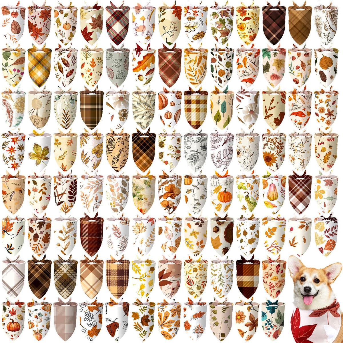 Huhumy 100 Pcs Paw Dog Bandanas Bulk Pet Paw Grooming Bandanas for Dogs
