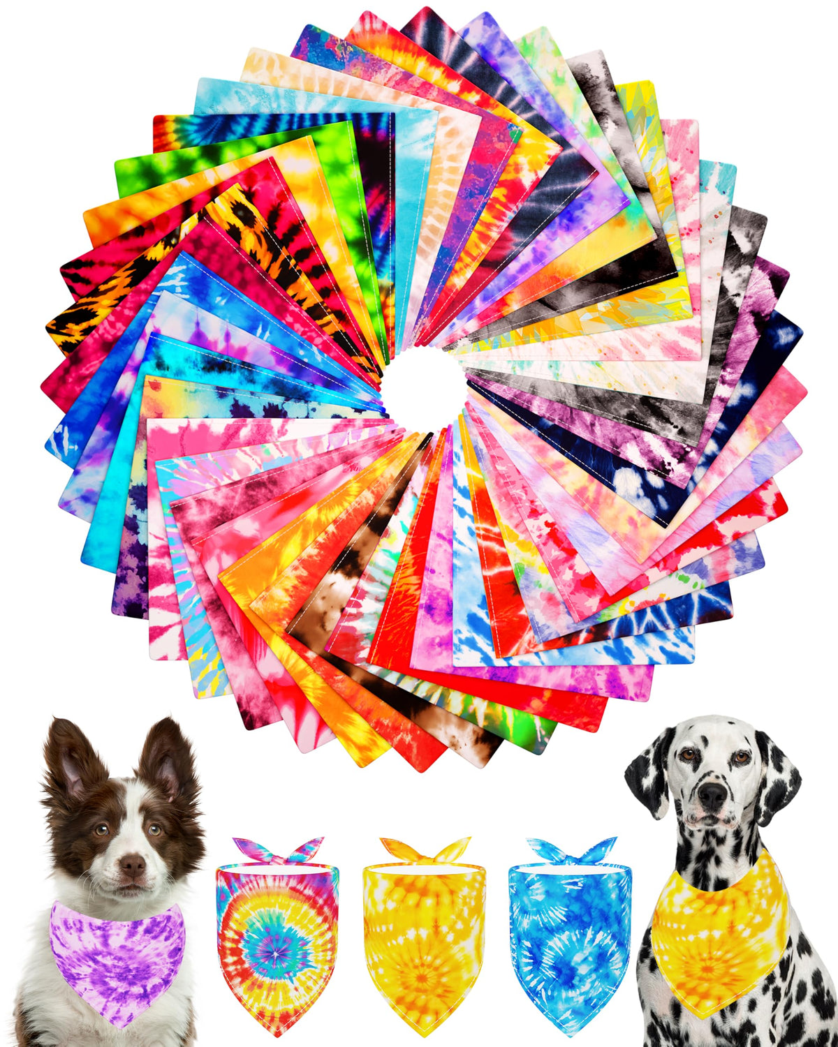 PET SHOW 50 Pack Boy Dog Bandanas Bulk for Medium Dogs