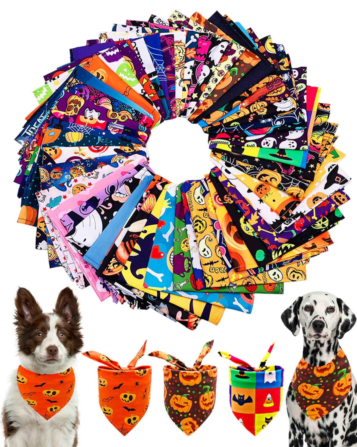 PET SHOW 50 Pack Boy Dog Bandanas Bulk for Medium Dogs