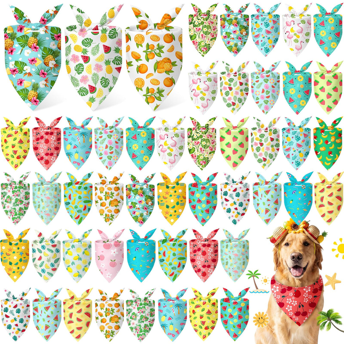 Abbylike 50 Pcs Halloween Dog Bandanas Bulk, Pumpkin Ghost Bat Skull