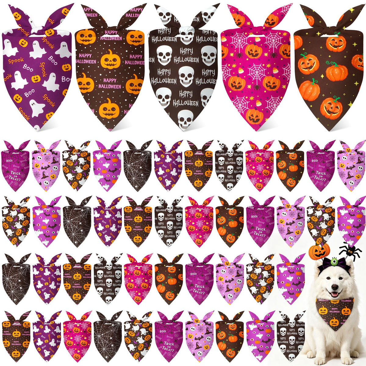 Weewooday 50 Pcs Fall Dog Bandanas Bulk for Autumn Pet Soft Bibs Adjustable Squirrel Fox Hedgehog Kerchief Bandana for Small Medium Large Grooming Accessories (Fall Animals, 25.6 x 17.7 x 17.7 Inch)