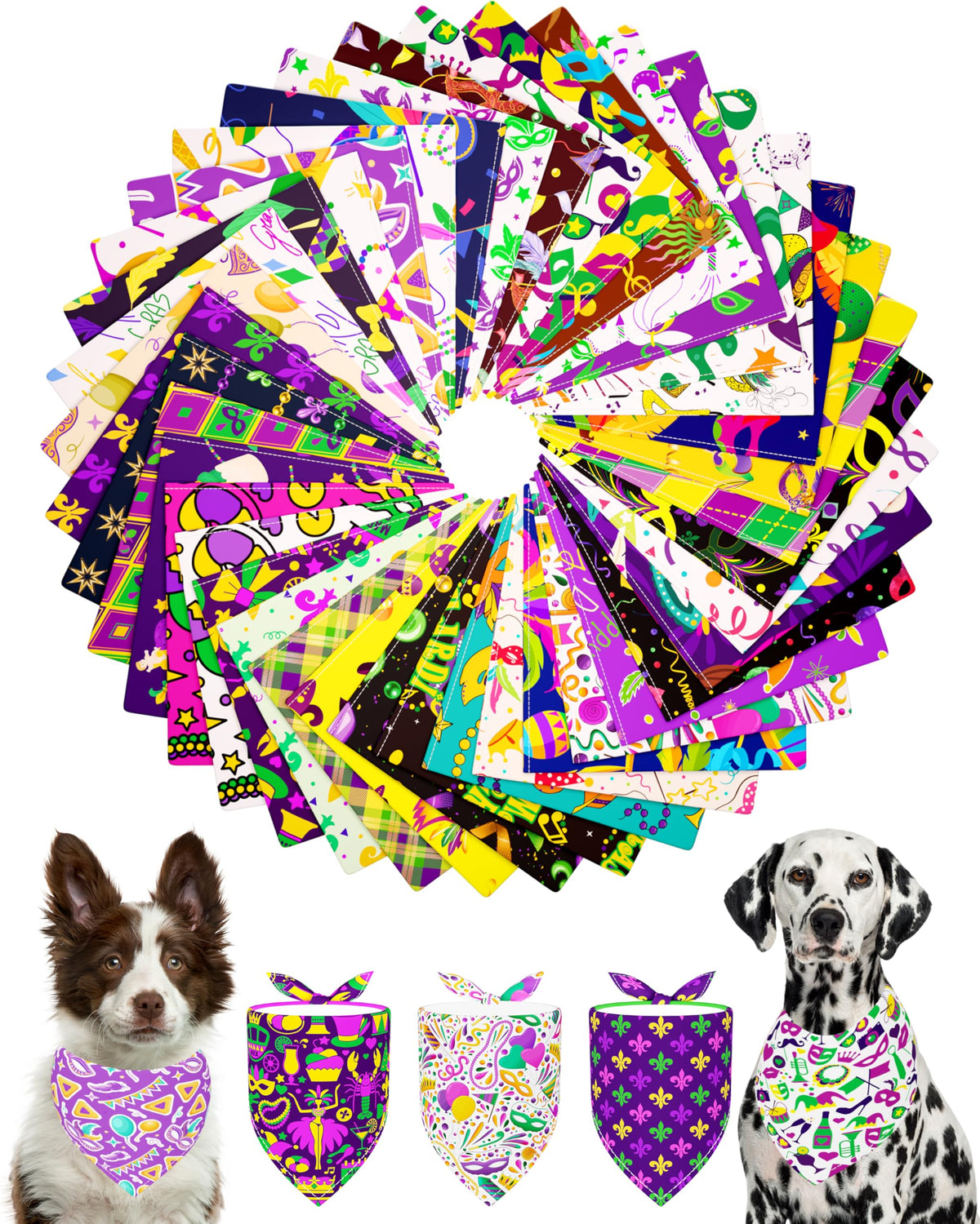 PET SHOW 50 Pack Boy Dog Bandanas Bulk for Medium Dogs