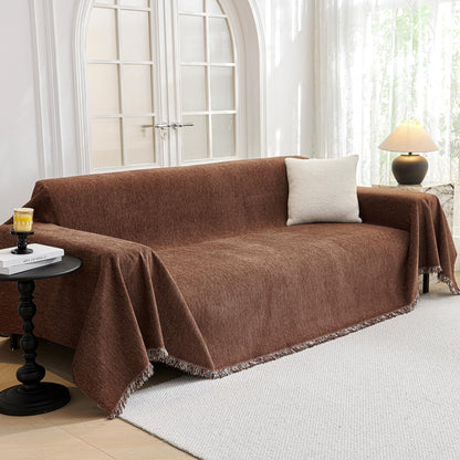 MYSKY HOME Couch Cover for Dogs, Washable Couch Covers, Non Slip Sofa Cover, Couch Cover 2 Cushion Sofa Dogs Furniture Protector with Tassels, Chenille Sofa Slipcover for Pets, 71"x118", Dark Grey