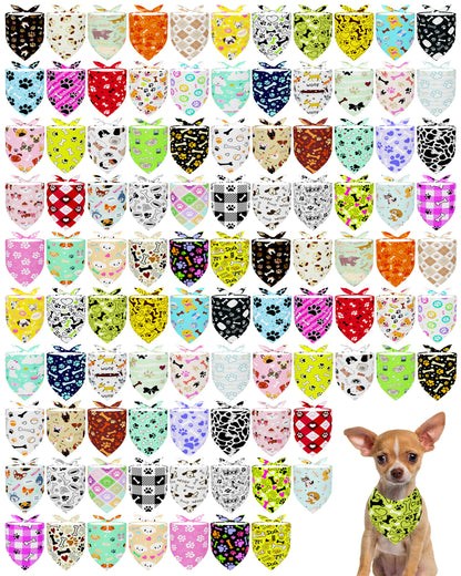 PET SHOW 100 Pack Christmas Dog Bandanas Bulk Seamless for Medium Dogs