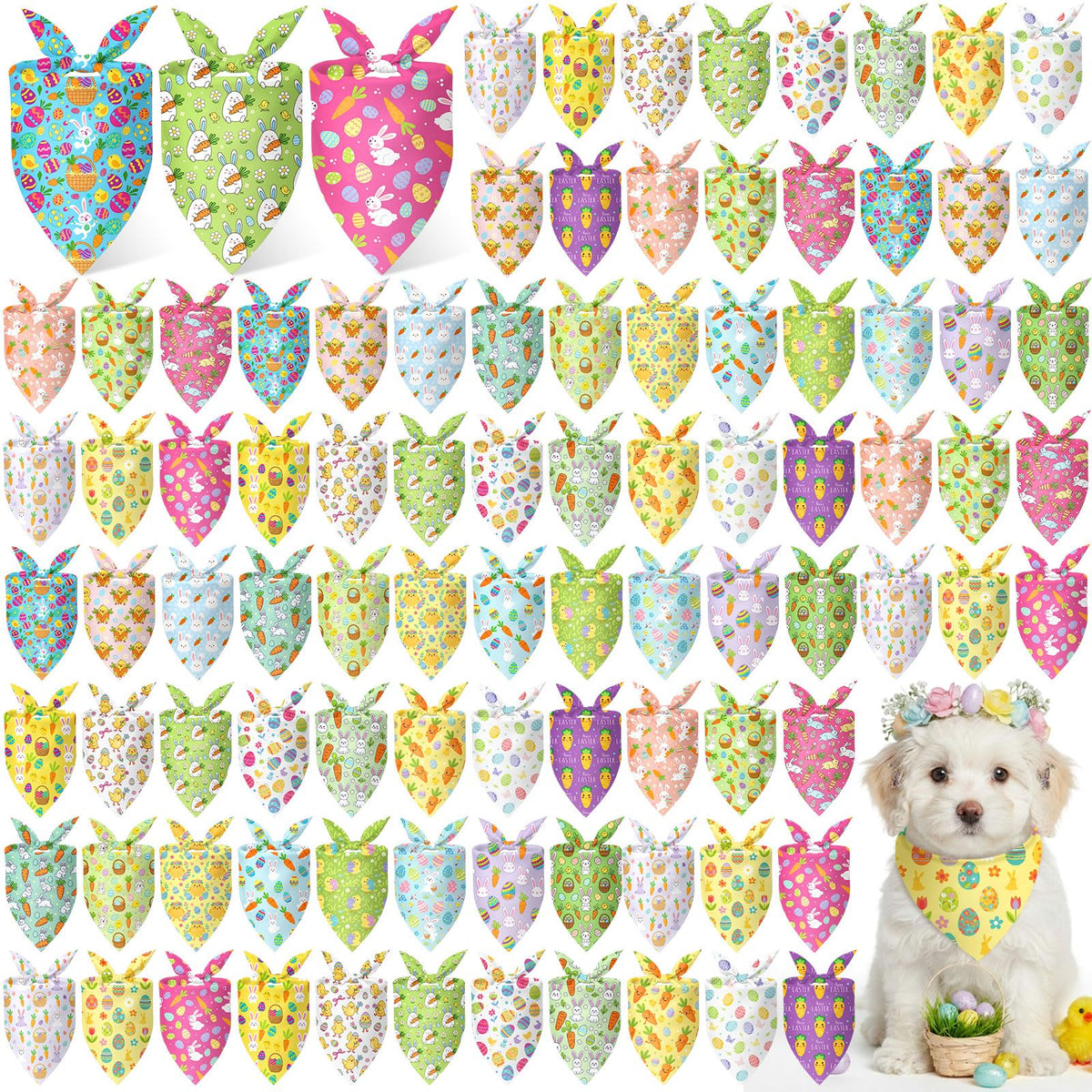 Abbylike 100 Pcs Summer Hawaiian Dog Bandanas Bulk, Tropical Fruits