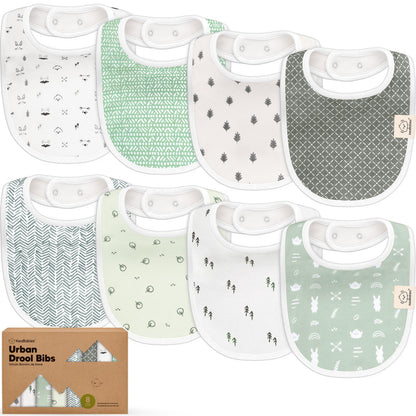 KeaBabies 8-Pack Organic Baby Bibs for Drooling and Teething (Pets & Paws)