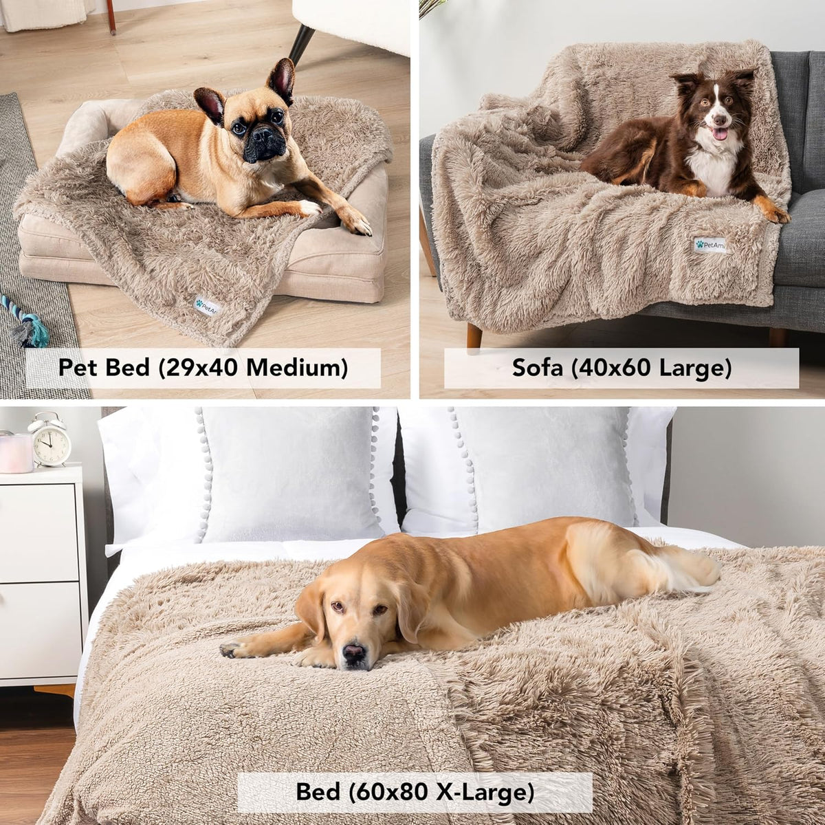 PetAmi Waterproof Dog Blanket for Couch Protector Pet Throw, 40x60 Taupe
