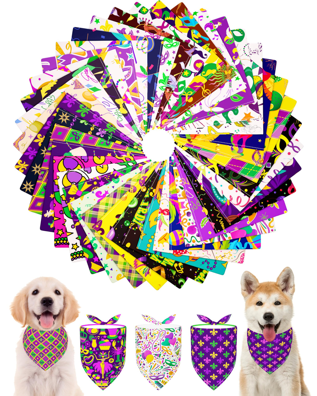 PET SHOW 50 Pack Boy Dog Bandanas Bulk for Medium Dogs