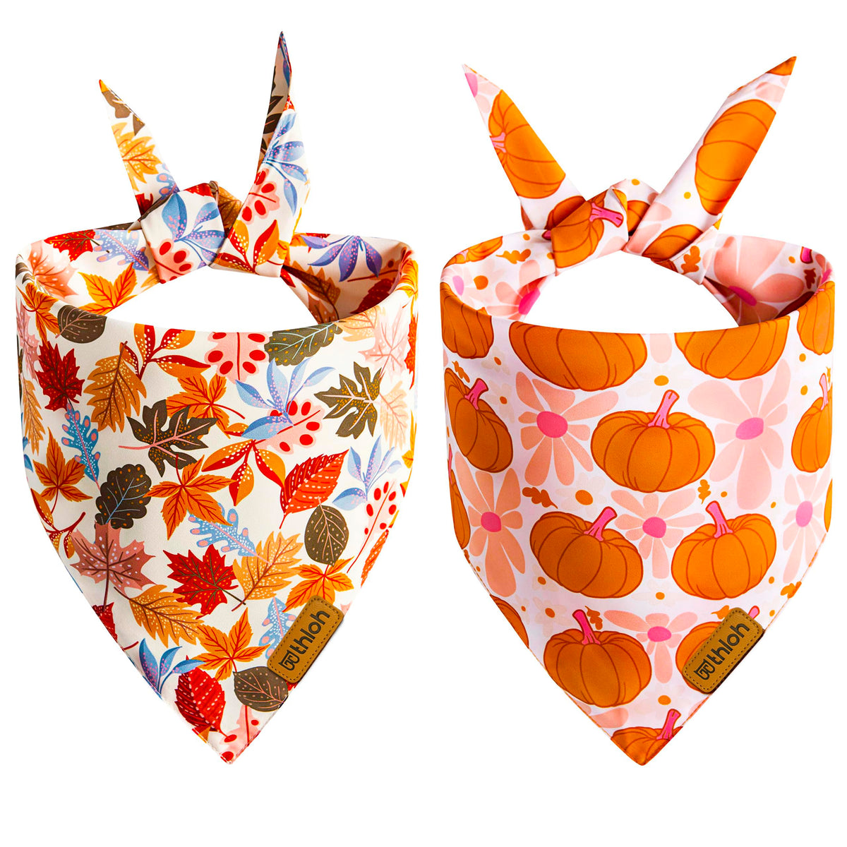 Halloween Dog Bandanas - 2 Pack Reversible Pumpkin and Bat Pet Scarf for Boys and Girls | Fall Dog Bibs | Premium Durable Fabric | Holiday Dog Bandana for Small and Medium Dogs (Small)