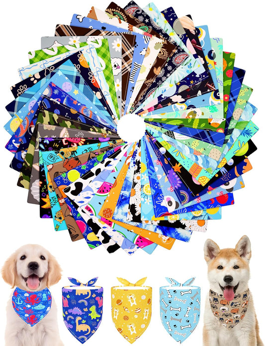 PET SHOW 50 Pack Boy Dog Bandanas Bulk for Medium Dogs