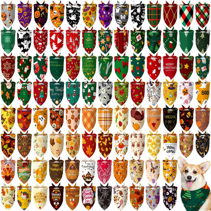 Huhumy 100 Pcs Paw Dog Bandanas Bulk Pet Paw Grooming Bandanas for Dogs