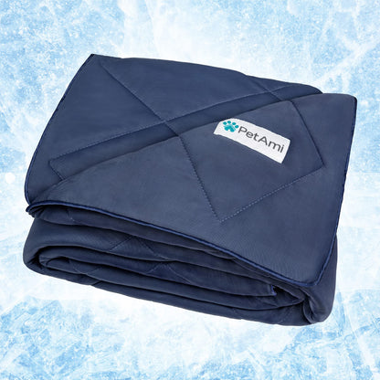 PetAmi Cooling Dog Blanket Lightweight Soft for Large Pet Cat, 40x60 Navy