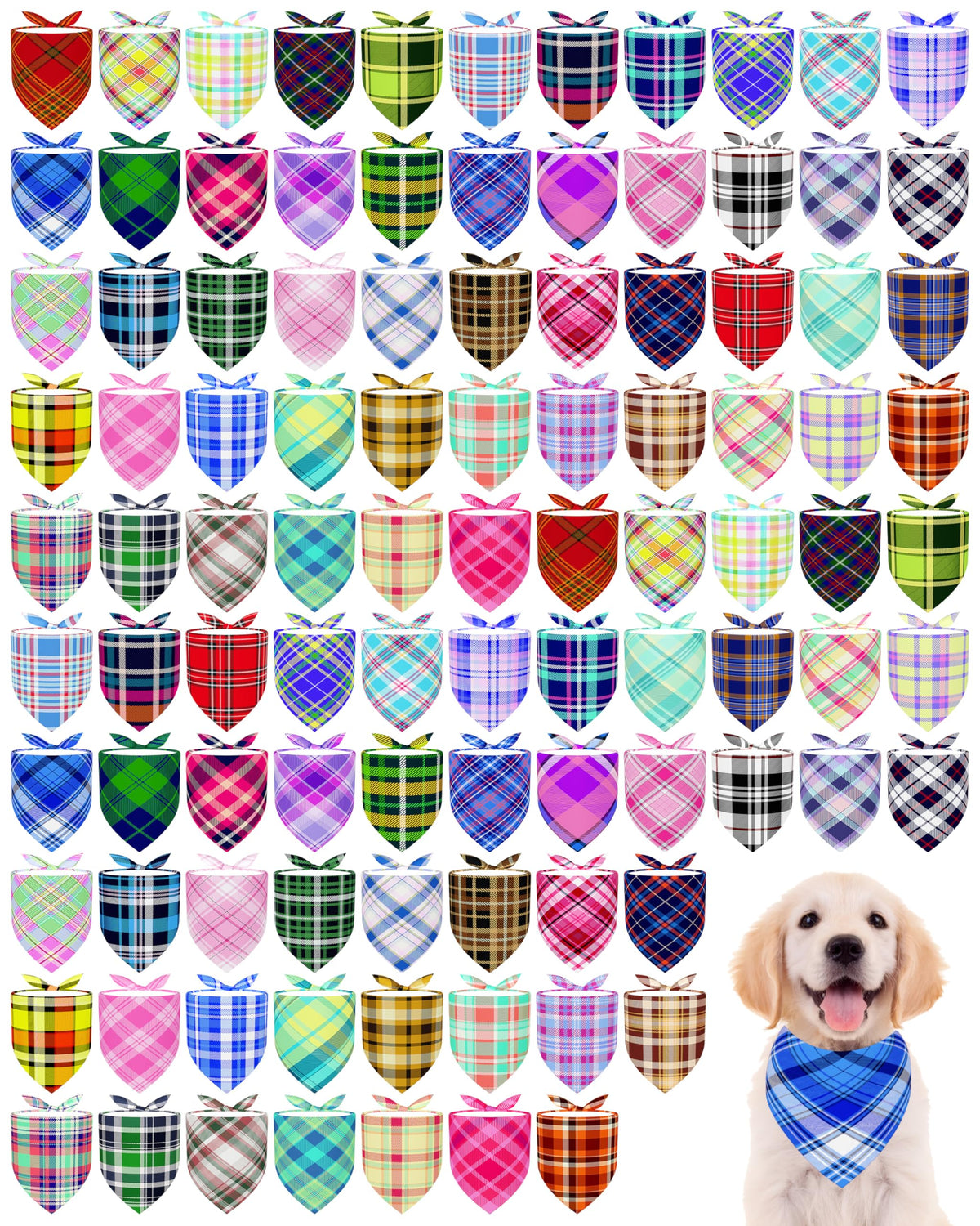 PET SHOW 100 Pack Christmas Dog Bandanas Bulk Seamless for Medium Dogs