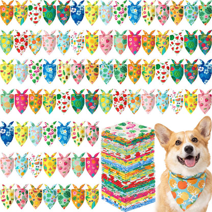 50 Pcs Fall Plaid Dog Bandanas Bulk Autumn Gingham Check Pattern