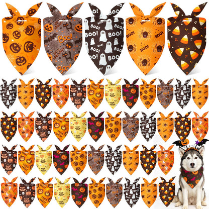 Weewooday 50 Pcs Fall Dog Bandanas Bulk for Autumn Pet Soft Bibs Adjustable Squirrel Fox Hedgehog Kerchief Bandana for Small Medium Large Grooming Accessories (Fall Animals, 25.6 x 17.7 x 17.7 Inch)