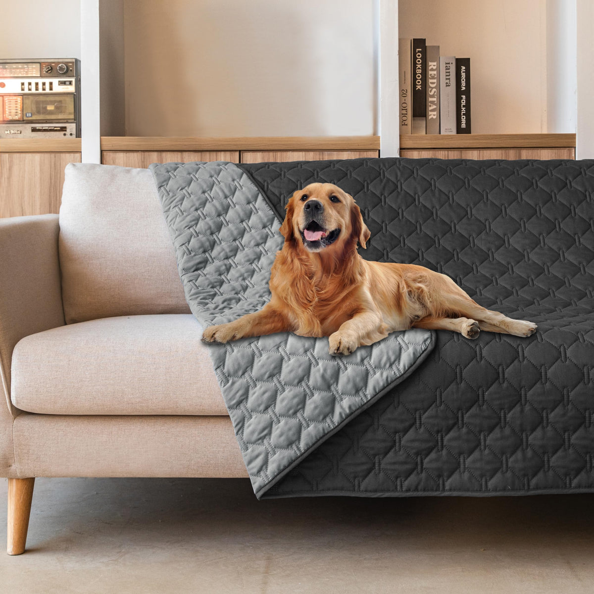 gogobunny Waterproof Pet Blanket for Bed, Washable Couch Cover for Dog Cat