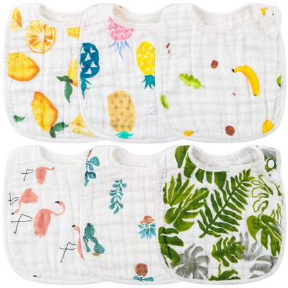 Zainpe 6Pcs Snap Muslin Cotton Baby Bibs