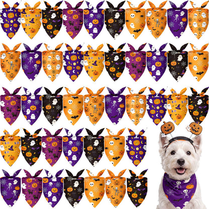 Weewooday 50 Pcs Fall Dog Bandanas Bulk for Autumn Pet Soft Bibs Adjustable Squirrel Fox Hedgehog Kerchief Bandana for Small Medium Large Grooming Accessories (Fall Animals, 25.6 x 17.7 x 17.7 Inch)