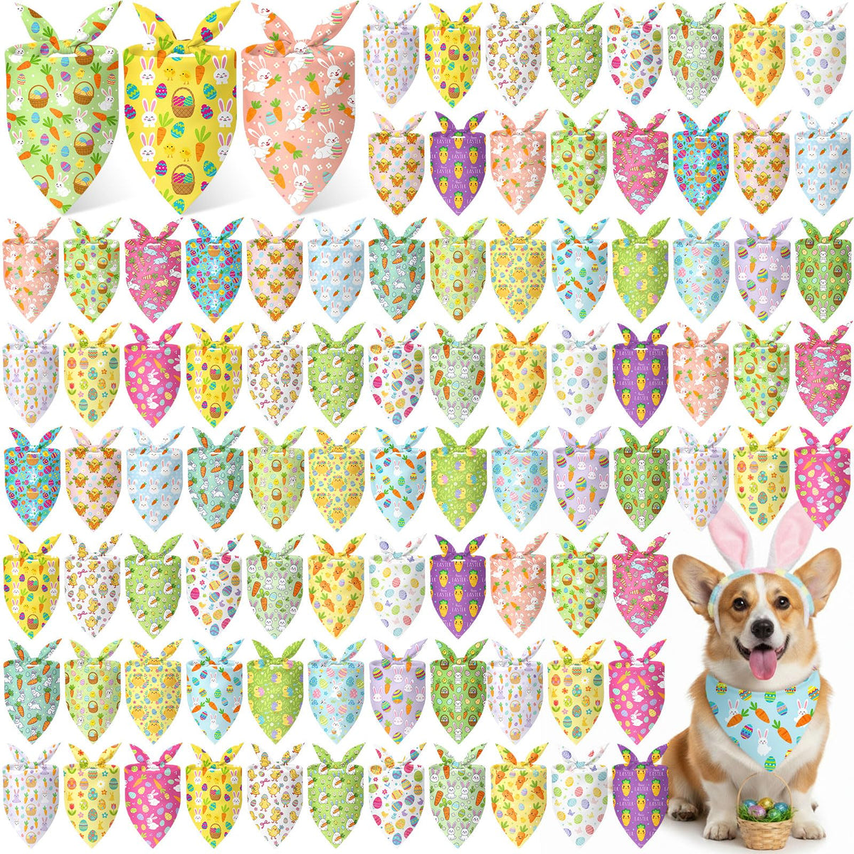 Abbylike 100 Pcs Halloween Dog Bandanas Bulk Cute Dog Paw Prints Pattern