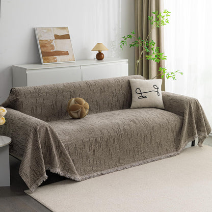 MYSKY HOME Couch Cover for Dogs, Washable Couch Covers, Non Slip Sofa Cover, Couch Cover 2 Cushion Sofa Dogs Furniture Protector with Tassels, Chenille Sofa Slipcover for Pets, 71"x118", Dark Grey