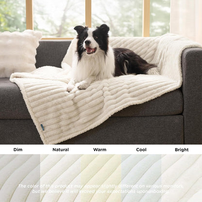 Bedsure ComfyFleece® Waterproof Dog Blankets for Large Dogs,50x60 Cream