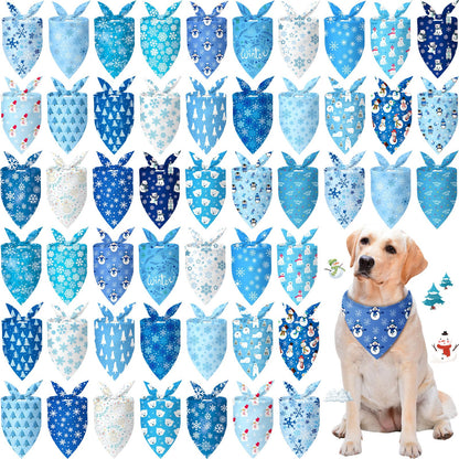 Preboun 50 Pcs Fall Dog Bandanas Bulk, Autumn Pumpkin Maple Leaves Pattern