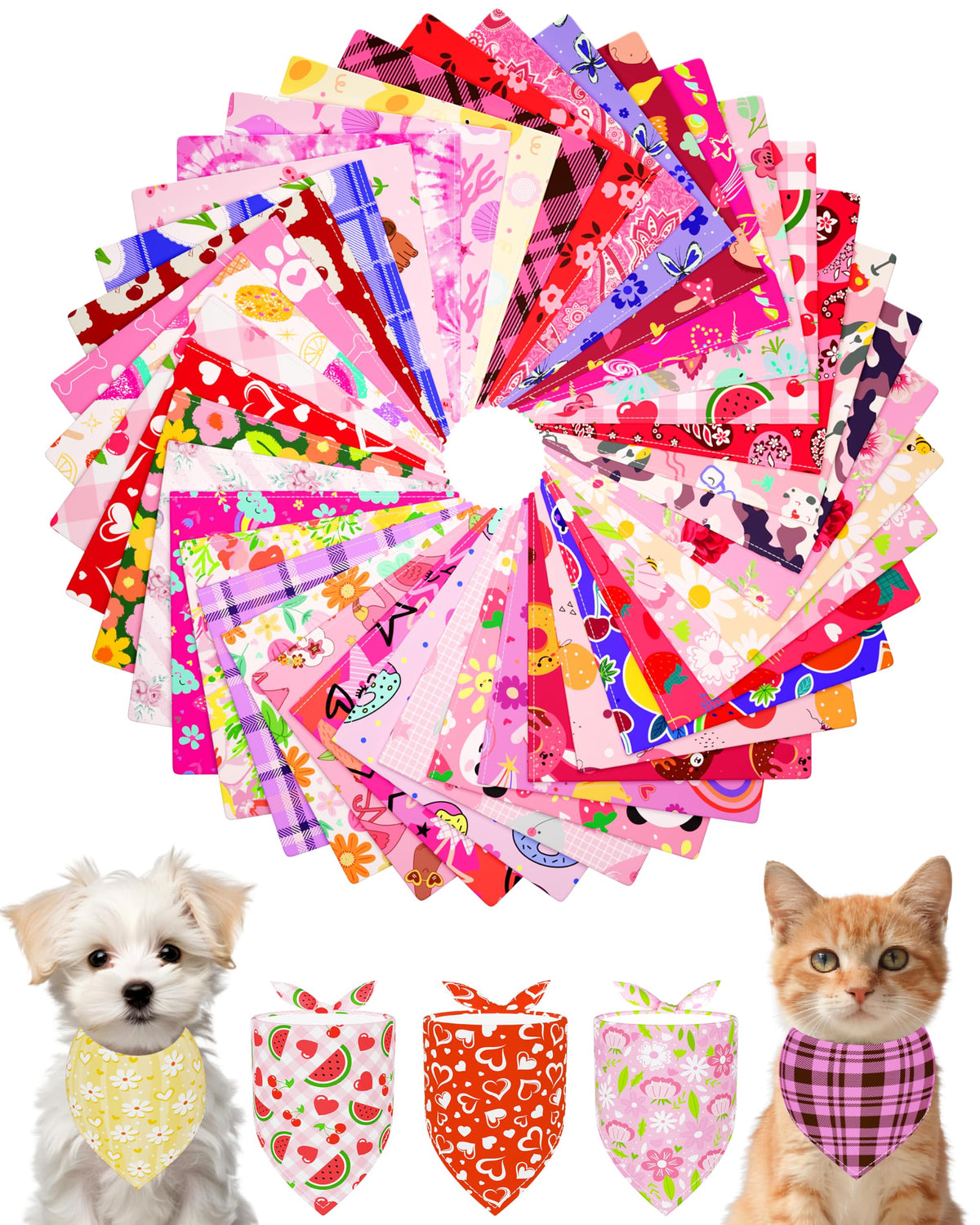 PET SHOW 50 Pack Boy Dog Bandanas Bulk for Medium Dogs