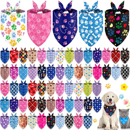 Sanwuta 60 Pcs Christmas Dog Bandanas Bulk Xmas Pet Bib Scarf, Santa Medium