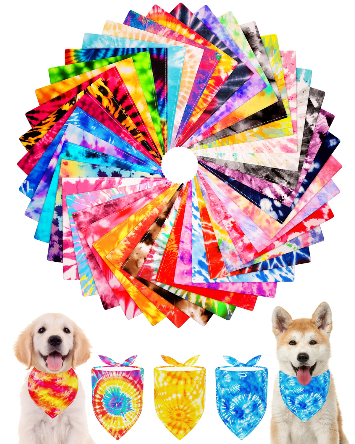 PET SHOW 50 Pack Boy Dog Bandanas Bulk for Medium Dogs