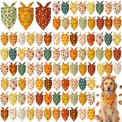 Abbylike 100 Pcs Summer Hawaiian Dog Bandanas Bulk, Tropical Fruits