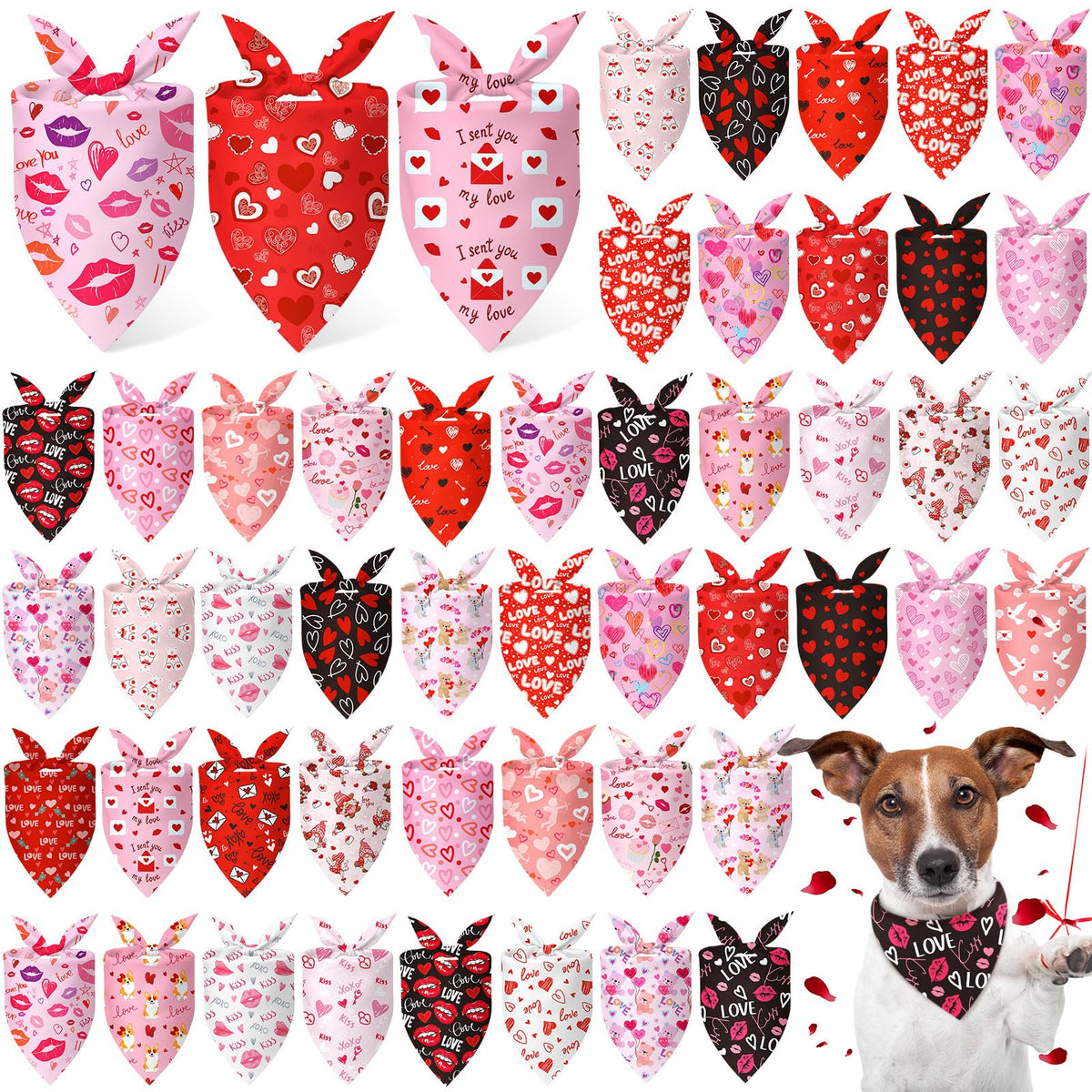 Abbylike 50 Pcs Halloween Dog Bandanas Bulk, Pumpkin Ghost Bat Skull