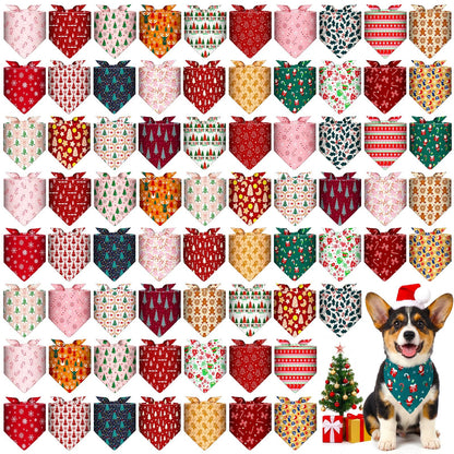 72 Pack Fall Dog Bandanas Bulk Autumn Triangle Pet Scarfs