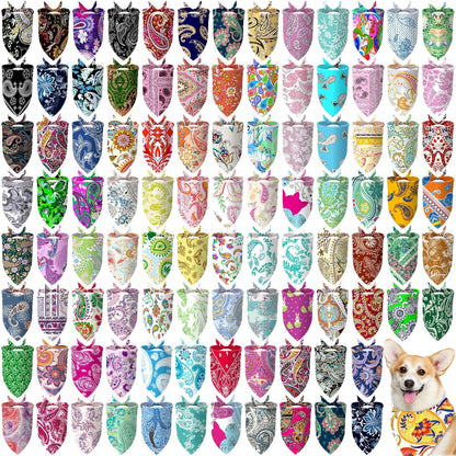 Huhumy 100 Pcs Paw Dog Bandanas Bulk Pet Paw Grooming Bandanas for Dogs