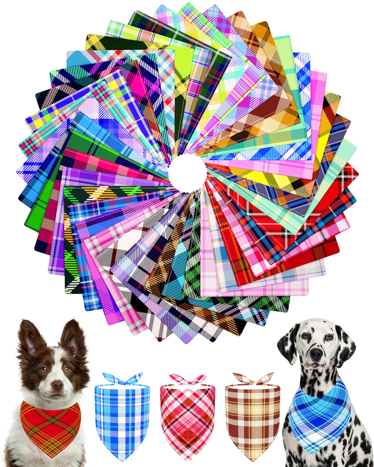 PET SHOW 50 Pack Boy Dog Bandanas Bulk for Medium Dogs