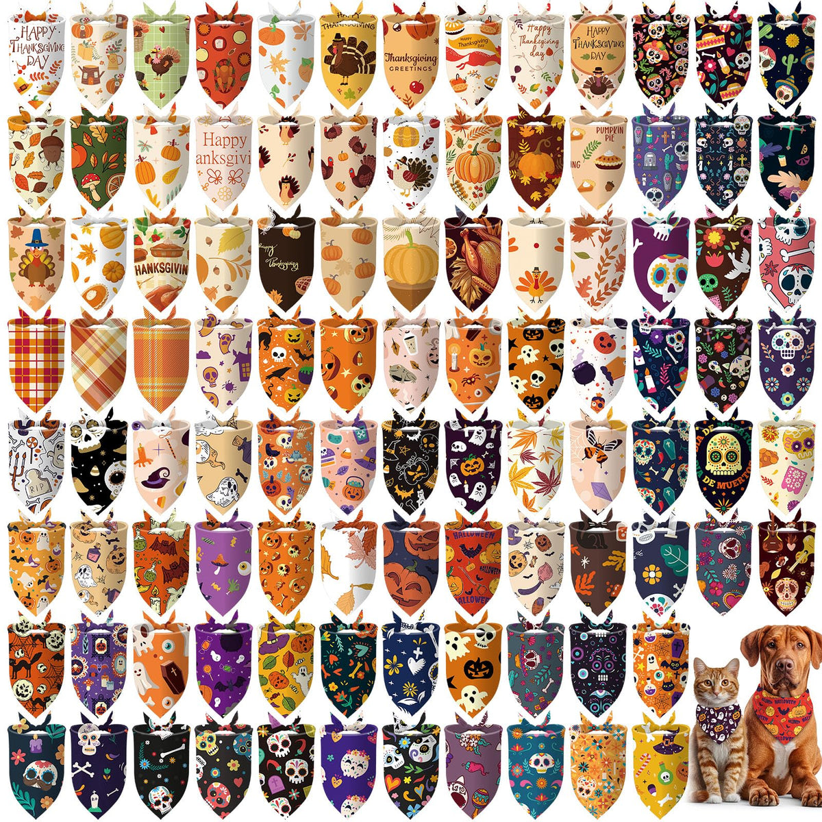 Huhumy 100 Pcs Paw Dog Bandanas Bulk Pet Paw Grooming Bandanas for Dogs