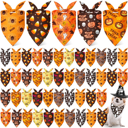 Weewooday 50 Pcs Fall Dog Bandanas Bulk for Autumn Pet Soft Bibs Adjustable Squirrel Fox Hedgehog Kerchief Bandana for Small Medium Large Grooming Accessories (Fall Animals, 25.6 x 17.7 x 17.7 Inch)