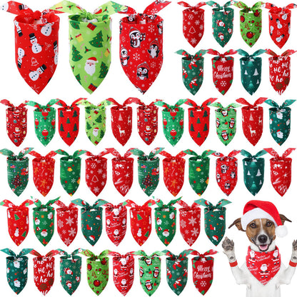 Preboun 50 Pcs Fall Dog Bandanas Bulk, Autumn Pumpkin Maple Leaves Pattern